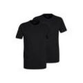 T-Shirt BUGATTI "BUGATTI Herren T-Shirt uni 2er Pack", Herren, Gr. 52, schwarz (schwarz, dunkel, uni), Interlock, Obermaterial: 100% Baumwolle, unifarben, Basic, Basic, Rundhals, Kurzarm, Shirts Unterhemd Multipacks, mit Rundhals-Ausschnitt