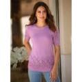 Ajourpullover CLASSIC BASICS "Kurzarm-Pullover", Damen, Gr. 38, lila (orchidee), 100% Polyacryl, unifarben, Kurzarm, Pullover