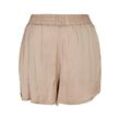 Shorts URBAN CLASSICS "Urban Classics Damen Ladies Viscose Satin Resort Shorts", Damen, Gr. L, US-Größen, grau (softtaupe), 100% Viskose, unifarben, relaxed fit, Hosen