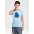 T-Shirt LOGOSHIRT "Sendung mit der Maus - Elefant", Herren, Gr. L, blau (hellblau), 100% Baumwolle, unifarben, casual, normal, Rundhals, Kurzarm, Shirts, mit coolem Print