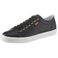 Sneaker LEVI'S "WOODWARD", Herren, Gr. 39, schwarz-weiß (schwarz, weiß), Lederimitat, unifarben, sportlich, Schuhe, mit Ziernähten, Freizeitschuh, Halbschuh, Schnürschuh