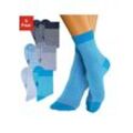 Socken H.I.S, Damen, Gr. 35-38, blau (marine, ecru, dunkeljeans, ecru, hellblau, ecru, jeans, ecru, türkis, ecru, babyblau, ecru), Baumwollmischung, Polyamid, Baumwolle, Elasthan, geringelt, meliert, elastisch, Socken, mit druckfreiem Bündchen