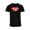 T-Shirt MERCHCODE "Merchcode Herren Peace - Red Heart Black Basic T-Shirt", Herren, Gr. L, schwarz, 100% Baumwolle, bedruckt, casual, normal, Rundhals, Kurzarm, Shirts