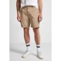 Shorts STREET ONE MEN, Herren, Gr. 33, Kurz, braun (schwarz sand braun), Web, 97% Baumwolle, 3% Elasthan, bedruckt, casual, gerade kurz, Hosen, mit allover Print