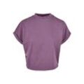 T-Shirt URBAN CLASSICS "Urban Classics Damen Ladies Short Pigment Dye Cut On Sleeve Tee", Herren, Gr. 4XL, lila (duskviolet), 100% Baumwolle, colorblocking, klassisch, oversize, Rundhals, Kurzarm, Shirts