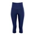 Leggings WINSHAPE "3/4 Functional Comfort HWL217C", Damen, Gr. L, Normalgrößen, blau (dunkelblau), 85% Polyester, 15% Elasthan, Hosen, mit V-Shape Applikation und Core-Bund