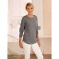 Strickpullover CLASSIC BASICS "Pullover", Damen, Gr. 40, grau (grau, meliert), 100% Baumwolle, unifarben, Langarm, Pullover