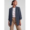 Blusenblazer PIECES "PCBOSELLA 3/4 BLAZER NOOS", Damen, Gr. M (38), blau (ombre blau), Web, Obermaterial: 79% Polyester, 16% Viskose, 5% Elasthan, unifarben, casual, slim fit hüftbedeckend, 3/4-Ärmel, Blazer, mit Faltendetail am Ärmel