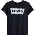 Rundhalsshirt LEVI'S "THE PERFECT TEE", Damen, Gr. M (36/38), schwarz (schwarz, silber), Jersey, Obermaterial: 100% Baumwolle, klassisch, figurbetont hüftlang, Rundhals, Kurzarm, Shirts, mit Logo im Metallic-Holo Print