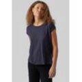 Rundhalsshirt VERO MODA "VMAVA PLAIN SS TOP GAJRS NOOS", Damen, Gr. XS (34), blau (night sky), Jersey, Obermaterial: 95% Lyocell (TENCEL), 5% Elasthan, unifarben, modisch, regular fit, Rundhals, Kurzarm, Shirts