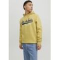 Kapuzensweatshirt JACK & JONES "LOGO SWEAT HOOD", Herren, Gr. M, gelb (jojoba), Obermaterial: 70% Baumwolle, 30% Polyester, bedruckt, normal, Sweatshirts