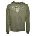 Kapuzenpullover TOP GUN "TG20201049", Herren, Gr. 52 (L), grün (olive), Obermaterial: 100% Baumwolle, Pullover Hoodie Sweatshirt