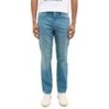 5-Pocket-Jeans MUSTANG "Style Tramper Straight", Herren, Gr. 34, Länge 30, blau (strong bleach), Denim/Jeans, Obermaterial: 98% Baumwolle, 2% Elasthan, unifarben, casual, straight fit knöchellang, Jeans, mit Markenlabel