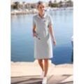 Shirtkleid CLASSIC BASICS "Polokleid", Damen, Gr. 42, Normalgrößen, grau (steingrau, meliert), Piquu00e9, Single Jersey, 100% Baumwolle, unifarben, knielang, Kurzarm, Kleider