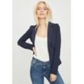 Jerseyblazer VERO MODA "VMJULIANE LS BLAZER DNM EXP", Damen, Gr. 38 (M), blau (total eclipse), Web, Obermaterial: 66% Polyester, 34% Baumwolle, unifarben, modisch, V-Ausschnitt, Langarm, Blazer