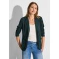 Kurzblazer CECIL, Damen, Gr. XL (44), grün (fir grün), Stoff, 72% Polyester, 24% Viskose, 4% Elasthan, unifarben, casual, gerade normal, V-Ausschnitt, Langarm Bündchen, Blazer, mit Reverskragen