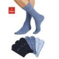 Basicsocken JOHN DEVIN, Herren, Gr. 39-42, blau (3x marine, 2x jeans meliert, 2x hell jeans meliert), Baumwollmischung, uni und meliert, elastisch, Socken, für jeden Tag