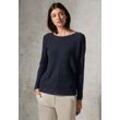 Strickpullover CECIL, Damen, Gr. L (42), blau (universal blau), Web, 100% Baumwolle, unifarben, casual, gerade normal, U-Boot-Ausschnitt, Langarm Bündchen, Pullover, mit U-Boot-Ausschnitt