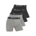 Boxershorts CHAMPION "4 pk Boxer", Herren, Gr. L (50), grau (graumeliert, schwarz), Obermaterial: 95% Baumwolle, 5% Elasthan, Unterhosen