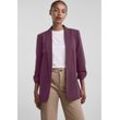 Blusenblazer PIECES "PCBOSELLA 3/4 BLAZER NOOS", Damen, Gr. XL (42), lila (grape wine), Web, Obermaterial: 79% Polyester, 16% Viskose, 5% Elasthan, unifarben, casual, slim fit hüftbedeckend, 3/4-Ärmel, Blazer, mit Faltendetail am Ärmel