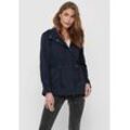 Parka ONLY "ONLLORCA CANVAS PARKA CC OTW", Damen, Gr. M (38), blau (blau graphite), Web, Obermaterial: 80% Polyester, 20% Baumwolle, unifarben, casual, Langarm, Jacken, mit Kapuze