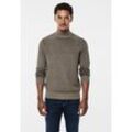 Rollkragenpullover STREET ONE MEN, Herren, Gr. XXL (46), braun (timber braun melange), Web, 100% Baumwolle, unifarben, casual, gerade normal, hoch geschlossener Ausschnitt, Langarm Bündchen, Pullover, in Melange Optik