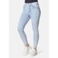 5-Pocket-Jeans STOOKER WOMEN "Rio Fexxi Move Strass Skinny Fit", Damen, Gr. 38, Länge 28, blau (blau bleached), Denim/Jeans, 83% Baumwolle, 16% recycled Polyester, 1% Elasthan, casual, skinny fit lang, Jeans, Skinny Fit Casual Clean Wash Denim Jeans Magic Shape Effekt für Damen