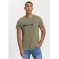 T-Shirt BRUNO BANANI, Herren, Gr. XL (56/58), grün (khaki), Single Jersey, Obermaterial: 100% Baumwolle, bedruckt, casual, schmal, Rundhals, Kurzarm, Shirts, kurzärmelig, schmal geschnitten, bedruckt, aus Baumwolle