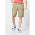 Shorts STREET ONE MEN, Herren, Gr. 29, Kurz, beige (rye beige), Web, 98% Baumwolle, 2% Elasthan, unifarben, casual, regular fit knielang, Hosen, im Cargo-Style