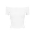 T-Shirt URBAN CLASSICS "Urban Classics Damen Ladies Off Shoulder Rib Tee", Herren, Gr. M, weiß, 97% Baumwolle, 3% Elasthan, unifarben, casual, slim fit, Carmenausschnitt, Kurzarm, Shirts