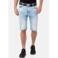 Jeansshorts CIPO & BAXX, Herren, Gr. 29, N-Gr, blau (iceblau), Denim/Jeans, Obermaterial: 83% Baumwolle, 15% Polyester, 2% Elasthan, Abriebeffekte, modisch, sehr bequem, Jeans