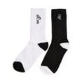 Basicsocken URBAN CLASSICS "Urban Classics Unisex Zodiac Socks 2-Pack", Herren, Gr. 35-38, schwarz-weiß (schwarz, weiß leo), Baumwolle, Polyester, Elasthan, unifarben, normal, Socken