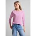 Langarmshirt STREET ONE, Damen, Gr. 34, rosa (cherry blossom rose), Web, 100% Baumwolle, unifarben, casual, gerade normal, Rundhals, Langarm Bündchen, Shirts, aus reiner Baumwolle