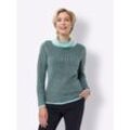 Strickpullover CLASSIC BASICS "Rollkragen-Pullover", Damen, Gr. 44, petrol, mint, gemustert, 100% Polyacryl, gemustert, mehrfarbig, Langarm, Pullover