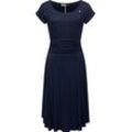 Sommerkleid RAGWEAR "Ivone Solid", Damen, Gr. L (40), Normalgrößen, blau (navy), 50% Polyester, 38% Baumwolle, 12% Viskose, casual, bequem ca. Mitte Oberschenkel, Rundhals, Kurzarm Ärmel ohne Ärmelschlitz krempelbar, Kleider, leichtes Jersey-Kleid in melierter Optik