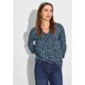 Shirtbluse CECIL, Damen, Gr. L (42), blau (deep petrol), Stoff, 100% Viskose , bedruckt, casual, normal normal, Rundhals, 3/4-Ärmel Bündchen, Blusen, mit grafischem Muster