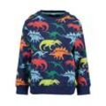 Sweatshirt BLUE SEVEN, Jungen, Gr. 98, blau (dk blau orig), Sweatware, Obermaterial: 100% Baumwolle, bedruckt, modisch, regular fit, Rundhals, Langarm Rippbündchen, Sweatshirts