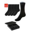 Basicsocken BENCH., Herren, Gr. 35-38, schwarz (4x schwarz), Baumwollmischung, unifarben, elastisch, Socken, mit farbigen Innenbündchen