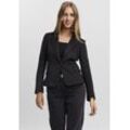 Jerseyblazer VERO MODA "VMJULIANE LS BLAZER DNM EXP", Damen, Gr. 34 (XS), schwarz, Web, Obermaterial: 66% Polyester, 34% Baumwolle, unifarben, modisch, V-Ausschnitt, Langarm, Blazer