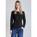 Langarmshirt STREET ONE, Damen, Gr. 34, schwarz, Web, 100% Baumwolle, unifarben, casual, gerade normal, Rundhals, Langarm Bündchen, Shirts, aus reiner Baumwolle