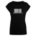 T-Shirt MERCHCODE "Merchcode Damen Ladies Dad Pay Barcode Extended Shoulder Tee", Herren, Gr. M, schwarz, 100% Baumwolle, bedruckt, casual, loose fit, Rundhals, Kurzarm, Shirts