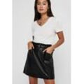 Lederimitatrock ONLY "ONLHEIDI FAUX LEATHER SKIRT OTW NOOS", Damen, Gr. XS (34), schwarz, Web, Obermaterial: 100% Polyester, unifarben, leicht glänzend, modisch, kurz, Röcke