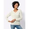 Strickpullover CLASSIC BASICS "Langarm-Pullover", Damen, Gr. 38, beige (ecru), 100% Polyacryl, unifarben, gemustert, Langarm, Pullover