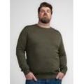 Rundhalspullover PETROL INDUSTRIES "Men Knitwear Round Neck Basic", Herren, Gr. 4XL, grün (army grün), Strick, Obermaterial: 50% Baumwolle, 50% Polyacryl, casual, regular fit, Rundhals, Langarm, Pullover