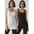 Tanktop VERO MODA "VMMAXI MY SOFT LONG TANK TOP 2-PACK", Damen, Gr. XL (42), schwarz-weiß (schwarz, hellweiß), Jersey, Obermaterial: 95% Baumwolle, 5% Elasthan, unifarben, casual, Rundhals, ohne Ärmel, Tops