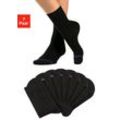 Basicsocken H.I.S, Damen, Gr. 39-42, schwarz (7x schwarz), Baumwollmischung, unifarben, elastisch, Socken, mit eingestrickter farbiger Spitzennaht