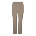 Anzughose VERO MODA "VMMAYA MONE MW LOOSE TAILOR PANT NOOS", Damen, Gr. L (40), Länge 32, braun (fossil detail:melange), Obermaterial: 62% Polyester, 33% Viskose, 5% Elasthan, meliert, modisch, regular fit, Hosen