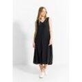 Sommerkleid CECIL, Damen, Gr. L (42), US-Größen, schwarz, Stoff, 100% Viskose, unifarben, casual, gerade kniebedeckend, V-Ausschnitt, ohne Ärmel Bündchen, Kleider, in Crepe Optik