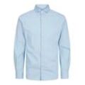 Langarmhemd JACK & JONES JUNIOR "JJEAXEL STRETCH SHIRT LS NOOS JNR", Jungen, Gr. 128, N-Gr, blau (cashmere blau), Web, Obermaterial: 97% Baumwolle, 3% Elasthan, unifarben, modisch, regular fit normal, Langarm, Hemden