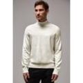 Rollkragenpullover STREET ONE MEN, Herren, Gr. L (42), weiß (hellweiß), Web, 100% Baumwolle, unifarben, casual, gerade normal, hoch geschlossener Ausschnitt, Langarm Bündchen, Pullover, aus reiner Baumwolle